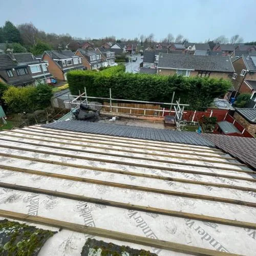New battens and breathable membrane during a re-roof in Warrington