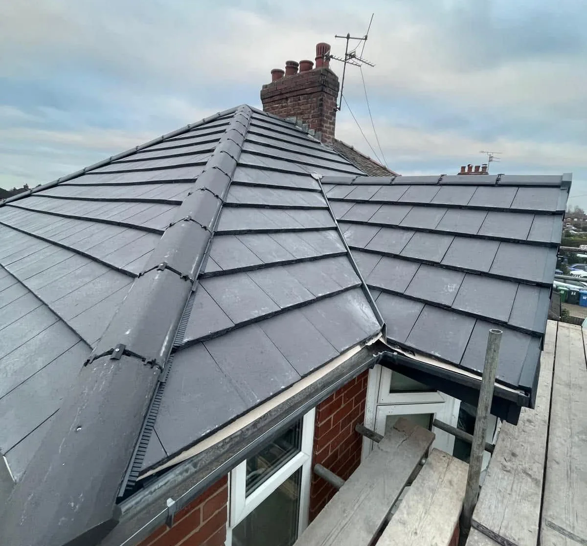 New roofline with fascias and guttering on a re-roofed house in Warrington
